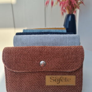 Portefeuille en tissu upcyclé creatrice nantaise assorti au sac